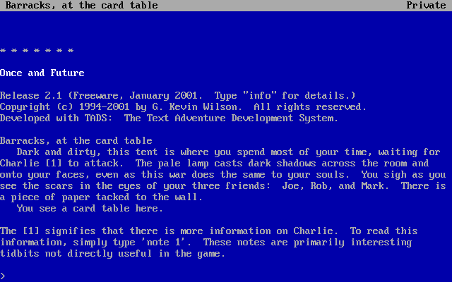 Title screen of Once and Future