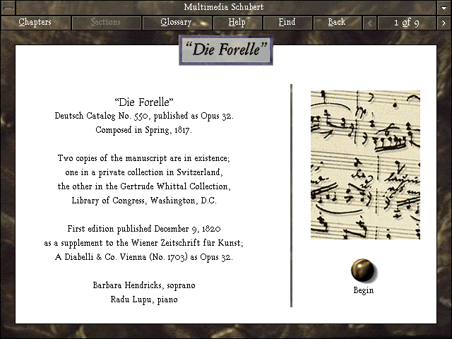 Gameplay of Microsoft Multimedia Schubert