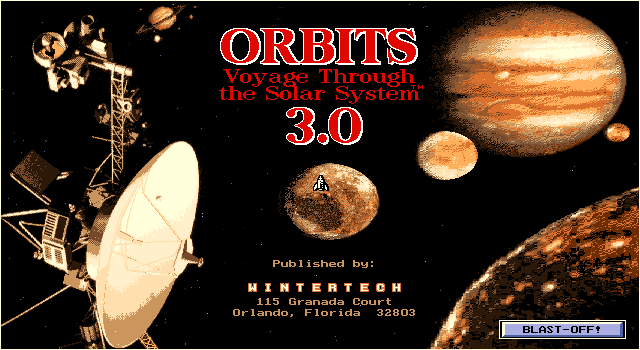 Title screen of Orbits: Voyage Through the Solar System