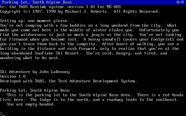 Title screen of Ski Adventure