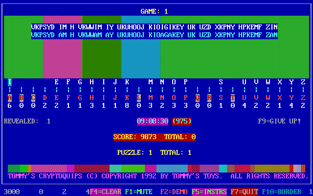 Gameplay of Tommy's Cryptoquips