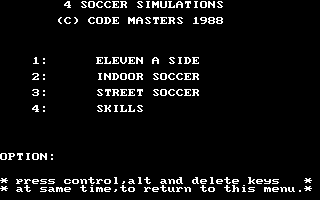 Title screen of 4 Soccer Simulators