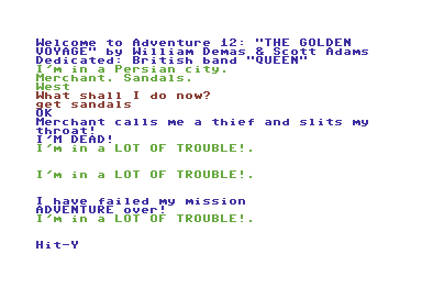 Gameplay of Golden Voyage
