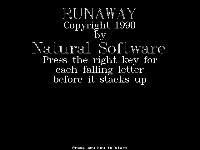 Title screen of Runaway (1990)