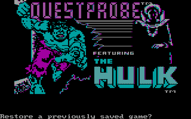 Title screen of Questprobe featuring The Hulk