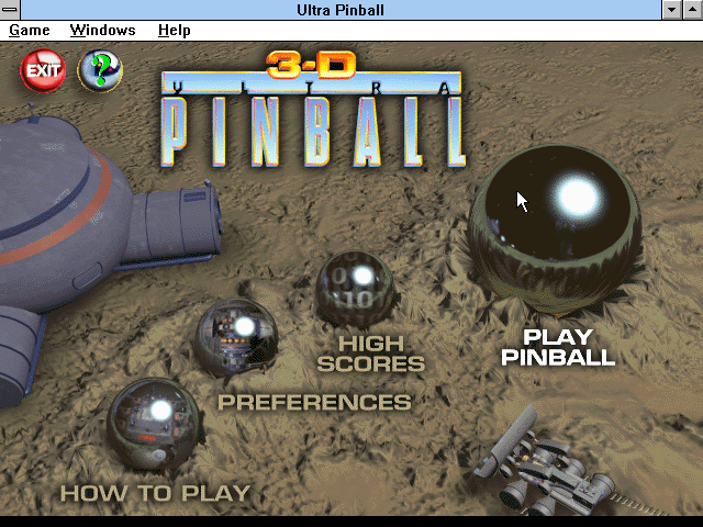 Title screen of 3-D Ultra Pinball