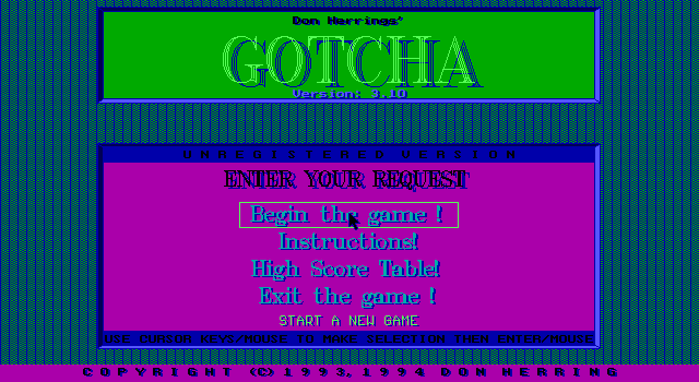 Title screen of Gotcha