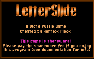Title screen of LetterSlide