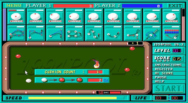 Gameplay of 1994Pool+