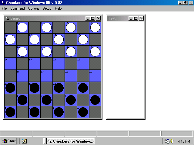 Title screen of Checkers for Windows 95