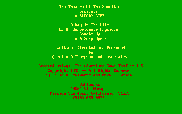 Title screen of A Bloody Life!