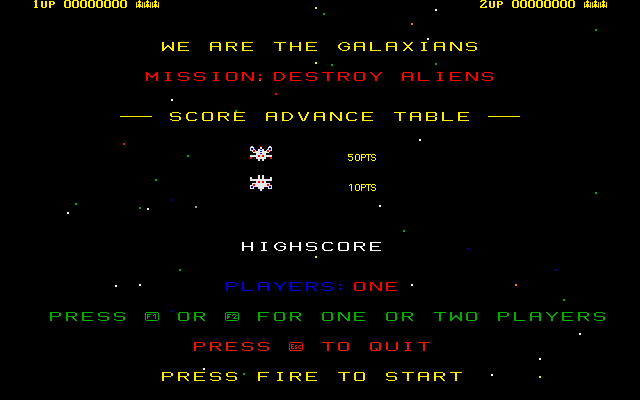 Title screen of The Galaxians