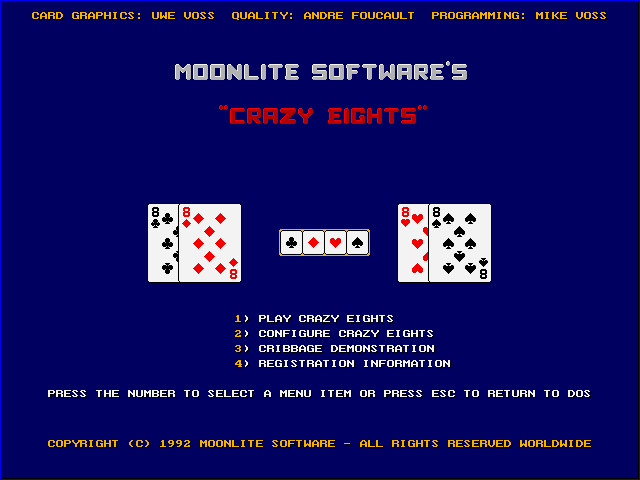 Title screen of Crazy Eights (1992)