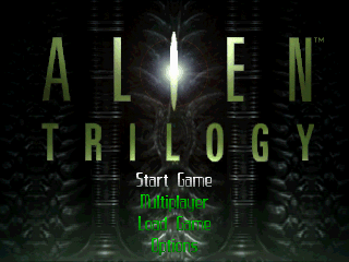 Title screen of Alien Trilogy