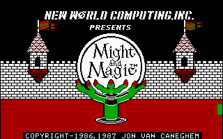 Title screen of Might and Magic Book One: The Secret of the Inner Sanctum