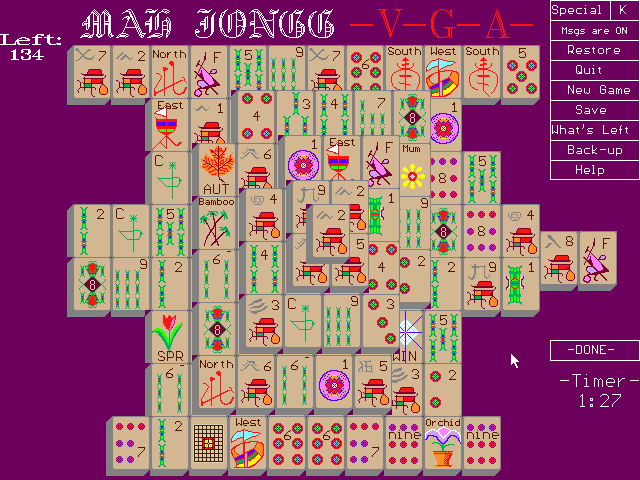 Gameplay of Mah Jongg -V-G-A-