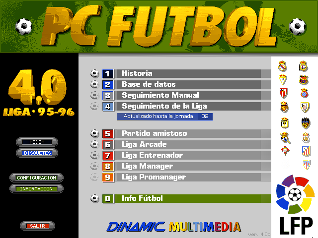 Title screen of PC Futbol 4.0