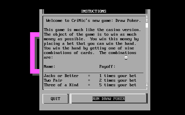 Title screen of Draw Poker (1993)