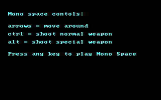 Title screen of Mono Space