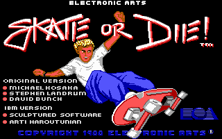 Title screen of Skate or Die