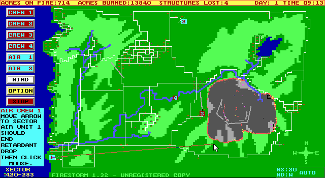 Gameplay of Firestorm: The Forest Fire Simulation Program