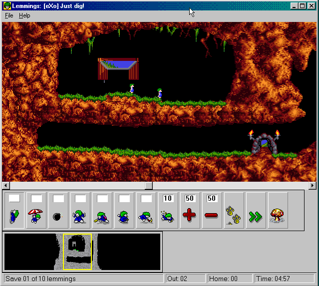 Gameplay of Lemmings for Windows