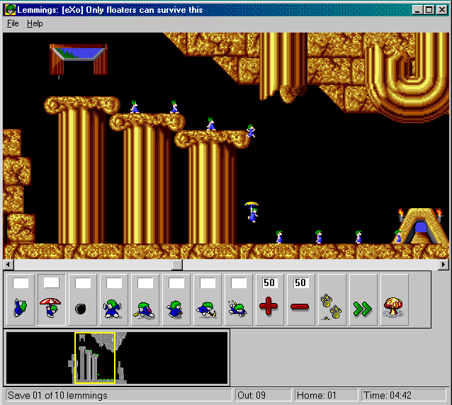 Gameplay of Lemmings for Windows