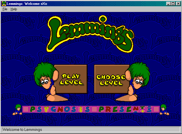 Title screen of Lemmings for Windows