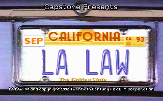 Title screen of L.A. Law: The Computer Game
