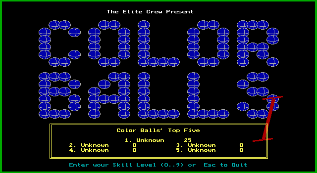 Title screen of Color Balls