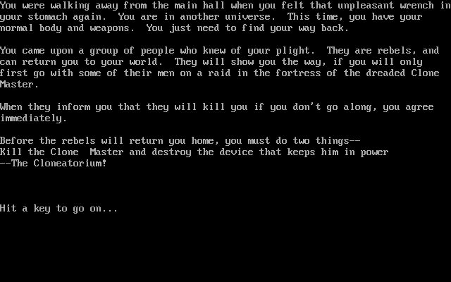 Title screen of Eamon Adventure Disk 3: Assault on the Clone Master