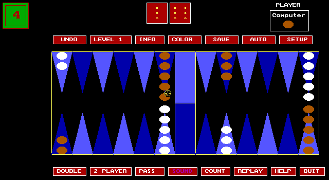 Gameplay of EGA Backgammon