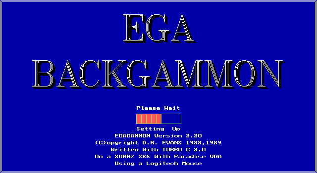 Title screen of EGA Backgammon