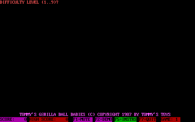 Title screen of Tommy's Gorilla Ball Babies