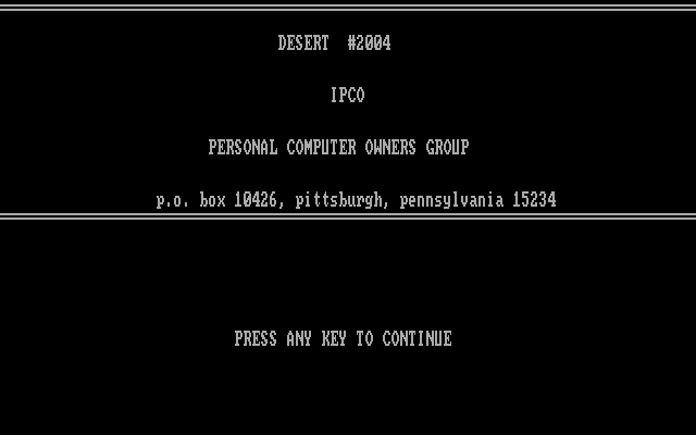 Title screen of Desert