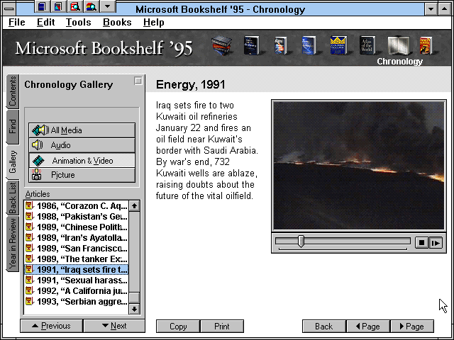 Gameplay of Microsoft Bookshelf '95