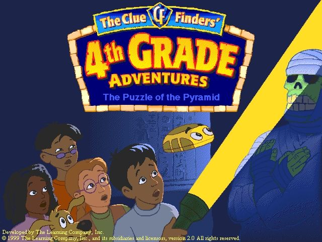 Title screen of The ClueFinders 4th Grade Adventures: Puzzle of the Pyramid