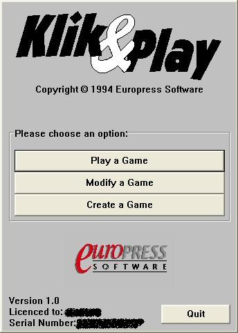 Title screen of Klik & Play