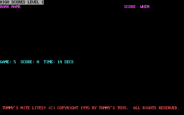 Title screen of Tommy's Nite Lites!
