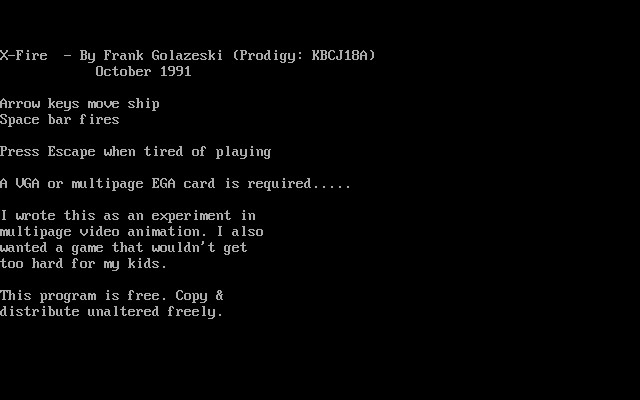 Title screen of X-Fire