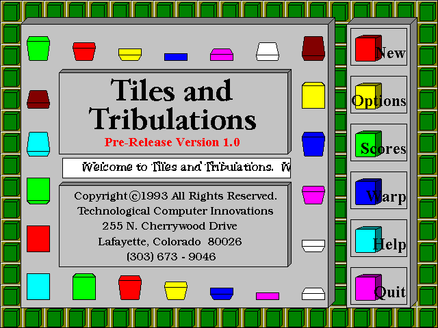 Title screen of Tiles And Tribulations