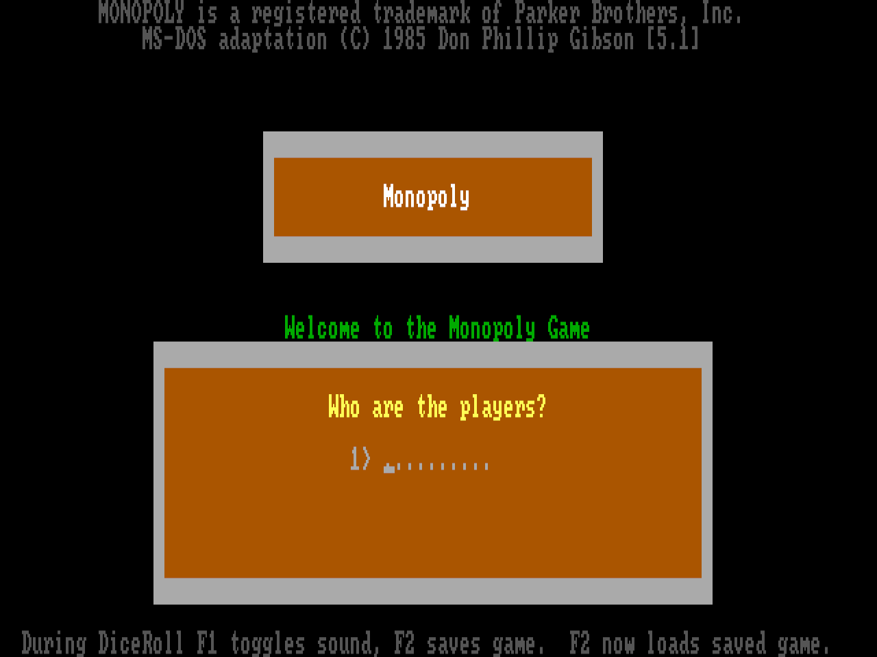 Title screen of Monopoly