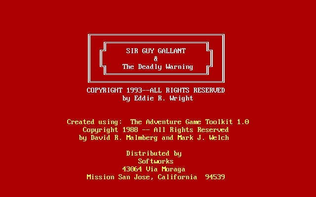 Title screen of Sir Guy Gallant & The Deadly Warning