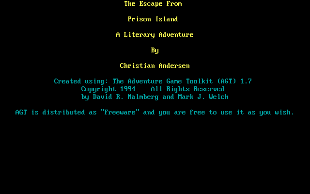 Title screen of The Escape From Prison Island