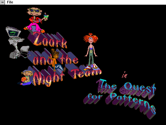 Title screen of Zaark and the Night Team: The Quest for Patterns