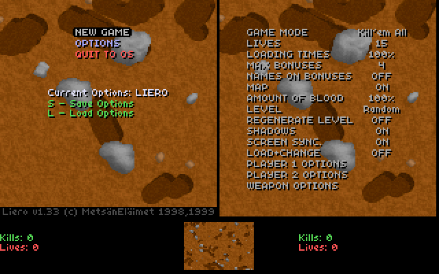 Title screen of Liero