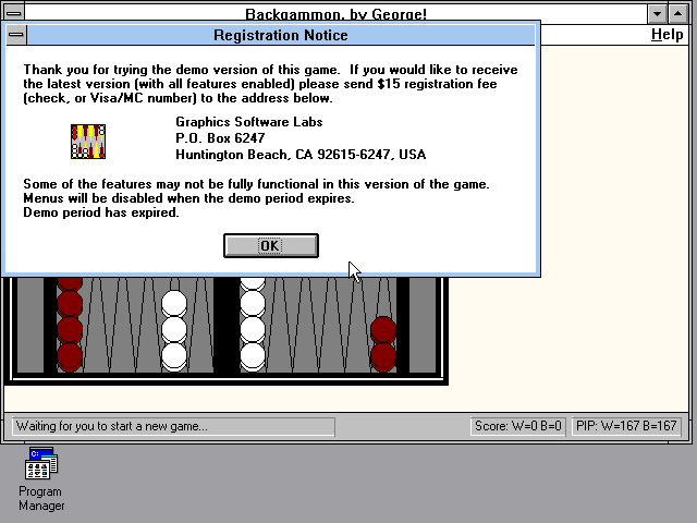 Title screen of Backgammon