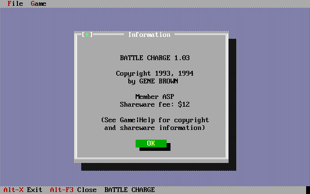 Title screen of Battle Charge