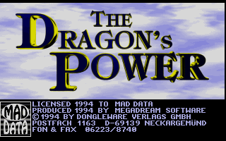 Title screen of The Dragon's Power