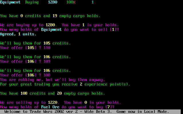 Gameplay of Trade Wars 2002